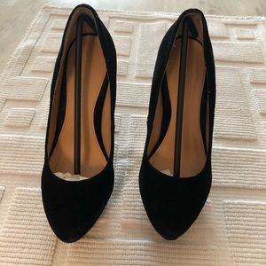 COLIN STUART BLACK SUEDE PLATFORM HEELS SIZE 8